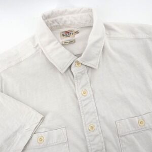 Faherty Brand Men Organic Cotton Short‎ Sleeve Button Up Shirt Size M Minor Flaw